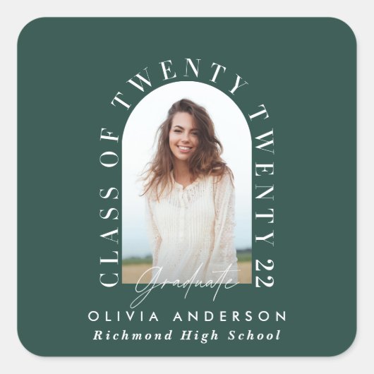 Moderner geometrischer typografischer Foto Bogen A Quadratischer Aufkleber (Vorderseite)