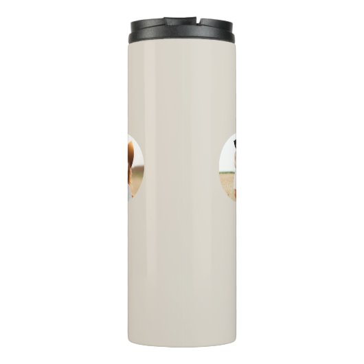 Moderner geometrischer typografischer Foto Bogen A Thermosbecher (Rückseite)