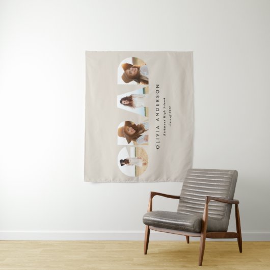 Moderner geometrischer typografischer Foto Bogen A Wandteppich (Beispiel)