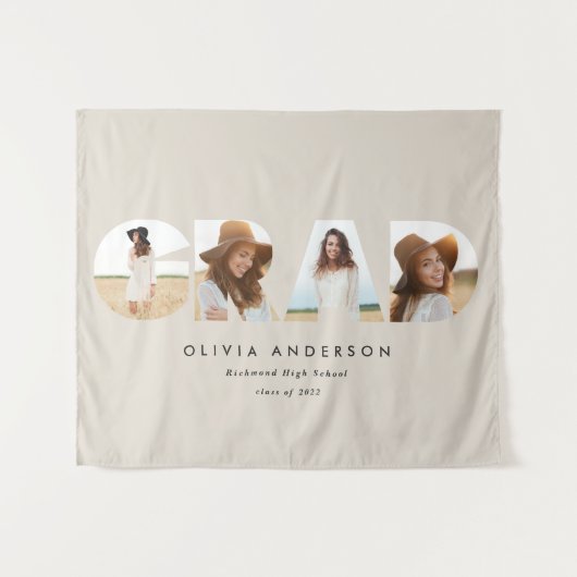 Moderner geometrischer typografischer Foto Bogen A Wandteppich (Vorderseite (Horizontal))