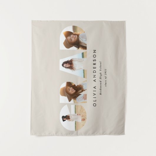 Moderner geometrischer typografischer Foto Bogen A Wandteppich (Vorderseite)