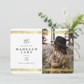 Moderner geometrischer und goldener Streifen Foto Ankündigung (Stehend Vorderseite)