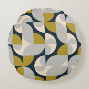 Moderner geometrischer Vintager Retro-Hintergrund Rundes Kissen