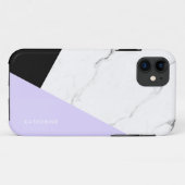 Moderner geometrischer violetter Schwarz-weißer Ma Case-Mate iPhone Hülle (Rückseite (Horizontal))