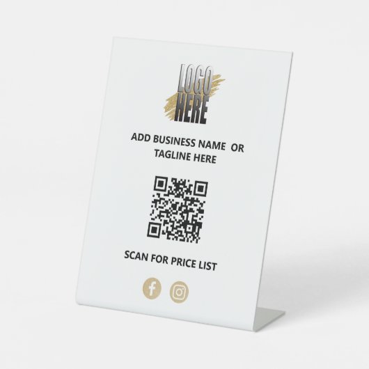Moderner Geschäft- QR-Code mit Logo Sockelschild (Vorderseite)