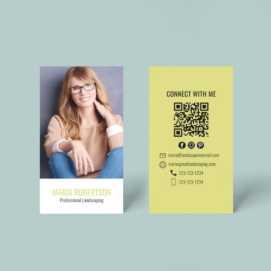 Moderner Geschäfts-QR-Code einfaches Foto Visitenkarte