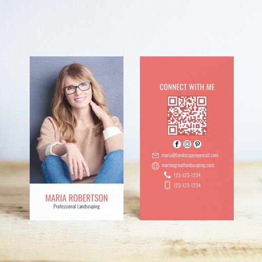 Moderner Geschäfts-QR-Code einfaches Foto Visitenkarte