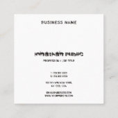 Moderner gestörter Text Schwarz-Weiß-Stil Quadratische Visitenkarte (Rückseite)