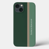 Moderner gestreifter, grüner und Khaki-brauner Far Case-Mate iPhone Hülle (Rückseite)