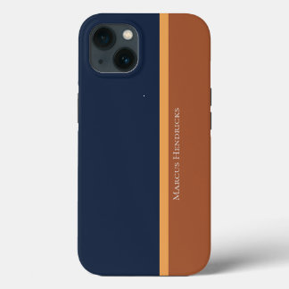 Moderner gestreifter Navy-, Gold- und Bronze-Farbb iPhone 13 Hülle
