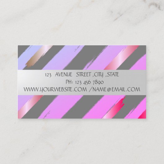 Moderner, gestreifter Pinselstrich Visitenkarte (Rückseite)