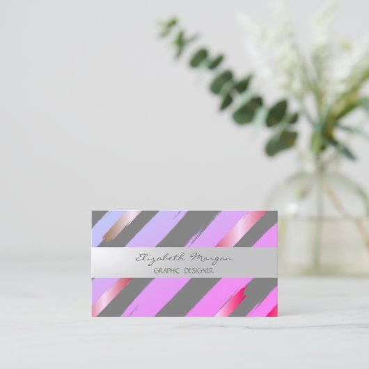 Moderner, gestreifter Pinselstrich Visitenkarte (Stehend Vorderseite)