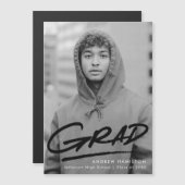 Moderner gestrichelter Abschluss aus schwarzem Fot Magneteinladung (Vorne/Hinten)