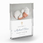 Moderner, getaufter Boy Keepake Fotoblock (Links)