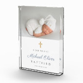 Moderner, getaufter Boy Keepake Fotoblock (Rechts)