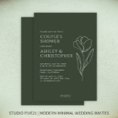 Moderner Gezeichnet Blumenmoos Grüner Polterabend Einladung