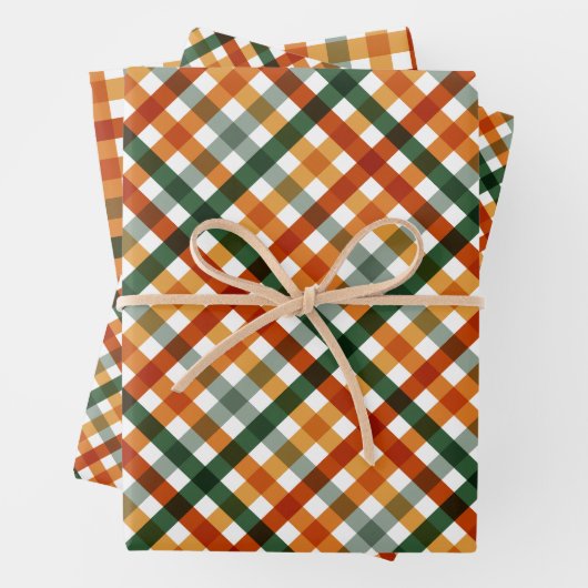 Moderner Gingham-Erntedank Geschenkpapier Set (Beispiel)