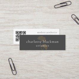 Moderner Gingko-Leaf-QR-Code Mini Visitenkarte