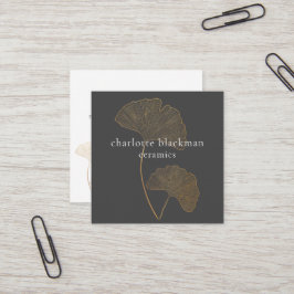 Moderner Gingko-Leaf-QR-Code Quadratische Visitenkarte