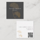 Moderner Gingko-Leaf-QR-Code Quadratische Visitenkarte (Vorne/Hinten)