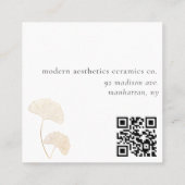 Moderner Gingko-Leaf-QR-Code Quadratische Visitenkarte (Rückseite)