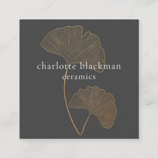 Moderner Gingko-Leaf-QR-Code Quadratische Visitenkarte (Vorderseite)