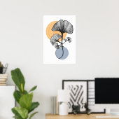 Moderner Ginkgo-Blatt-Botanikposter Poster (Heimbüro)