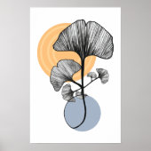 Moderner Ginkgo-Blatt-Botanikposter Poster (Vorne)