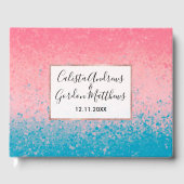 Moderner Giralkorallenrosa farbenfroher Spritzer Gästebuch (Vorderseite)