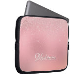 Moderner Girl Blush Pink Silver Glitzer Laptopschutzhülle (Vorne Rechts)