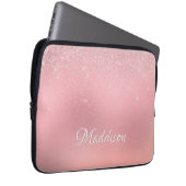Moderner Girl Blush Pink Silver Glitzer Laptopschutzhülle (Vorne Rechts)