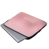 Moderner Girl Blush Pink Silver Glitzer Laptopschutzhülle (Vorne Knopf)