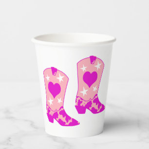 Moderner Girl Cowgirl Western Yeehaw Boot White Pappbecher