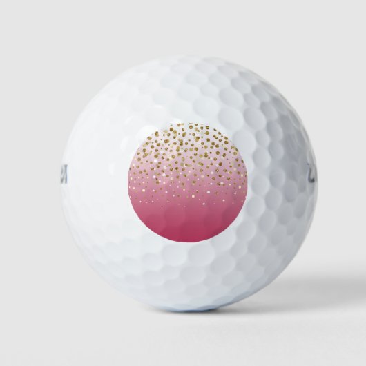 Moderner Girl-Glitzer Konfetti Pink Gradient Golfball (Vorderseite)