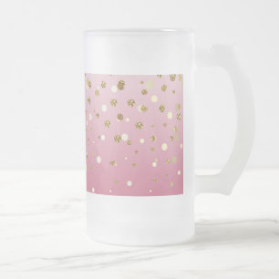 Moderner Girl-Glitzer Konfetti Pink Gradient Mattglas Bierglas