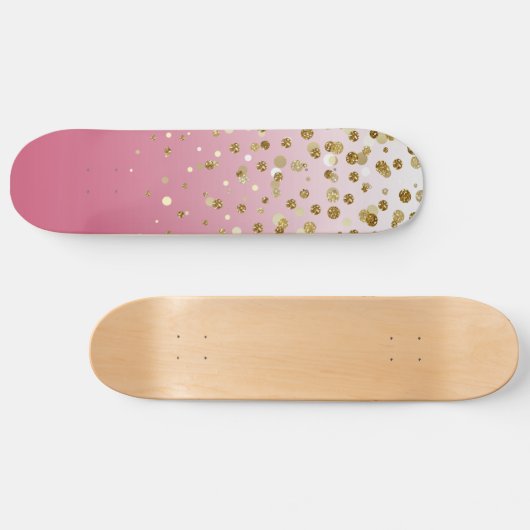 Moderner Girl-Glitzer Konfetti Pink Gradient Skateboard (Horizontal)