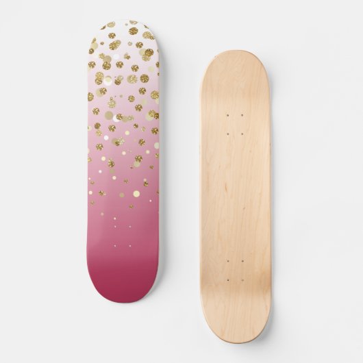 Moderner Girl-Glitzer Konfetti Pink Gradient Skateboard (Vorderseite)