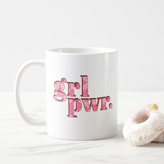 Moderner Girl-Power Feminist Individuelle Name Kaffeetasse (Mit Donut)