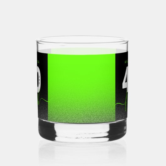 Moderner Girly Bright Green Glitzer 40 und Fresh Whiskyglas (Links)