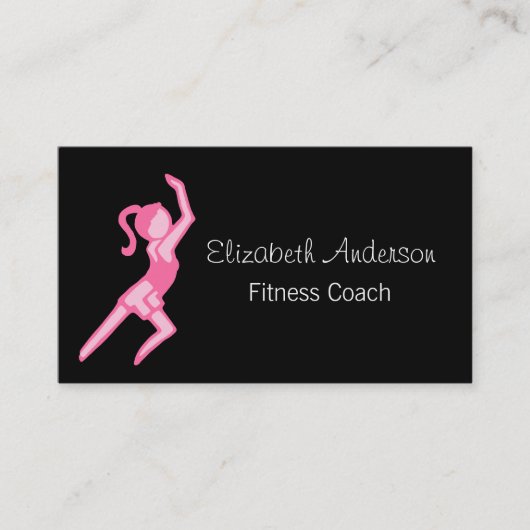 Moderner Girly Girl Pink und Black Fitness Coach Visitenkarte (Vorderseite)