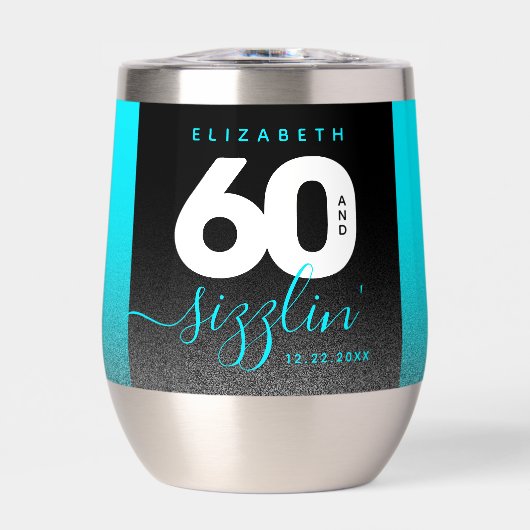 Moderner Girly Ice Blue Glitzer 60 und Sizzling (Vorderseite)