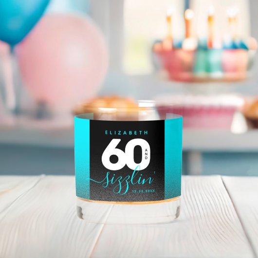 Moderner Girly Ice Blue Glitzer 60 und Sizzling Whiskyglas (Insitu (Baby Party))