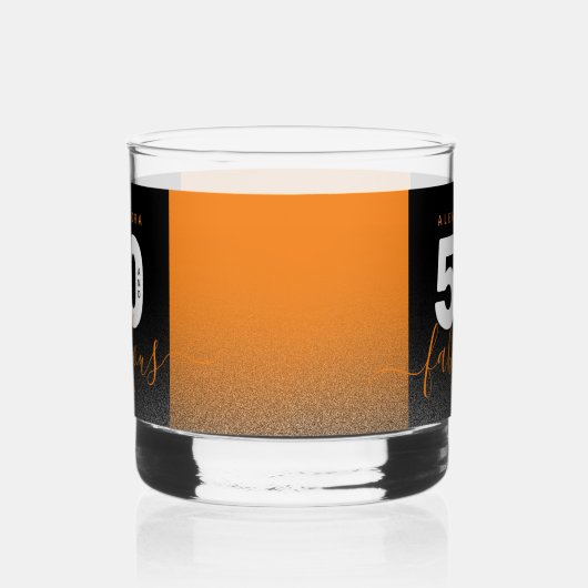 Moderner Girly Orange Glitzer 50 und fabulous Whiskyglas (Links)