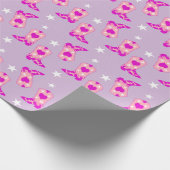 Moderner Girly Pink Cowgirl Western Boots Lilac Geschenkpapier (Ecke)