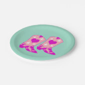 Moderner Girly Pink Cowgirl Western Boots Mint Pappteller (Schrägansicht)