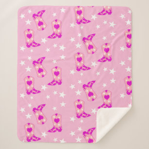 Moderner Girly Pink Cowgirl Western Stiefts Stars  Sherpadecke