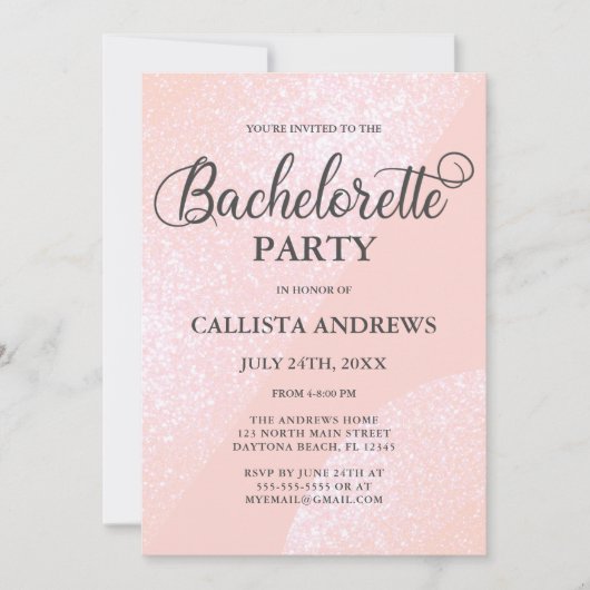 Moderner Girly Pink Glitzer Geometric Bachelorette Einladung (Vorderseite)