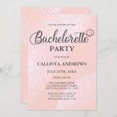 Moderner Girly Pink Glitzer Geometric Bachelorette Einladung (Vorne/Hinten)