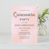 Moderner Girly Pink Glitzer Geometric Quinceañera Einladung (Stehend Vorderseite)
