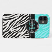 Moderner Girly schwarzer Aquazebra-Druck Case-Mate iPhone Hülle (Rückseite (Horizontal))